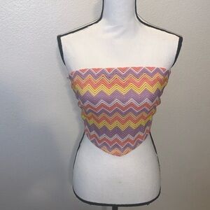 Rue 21 Colorful Crochet Knit Strapless Crop Top